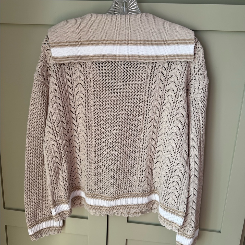 NWT Talbots Cream & White V-Neck Women's Sweater SZ M (Summer 2025) - Picture 13 of 16